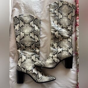 SCHUTZ Snakeskin Black and Cream Boots
